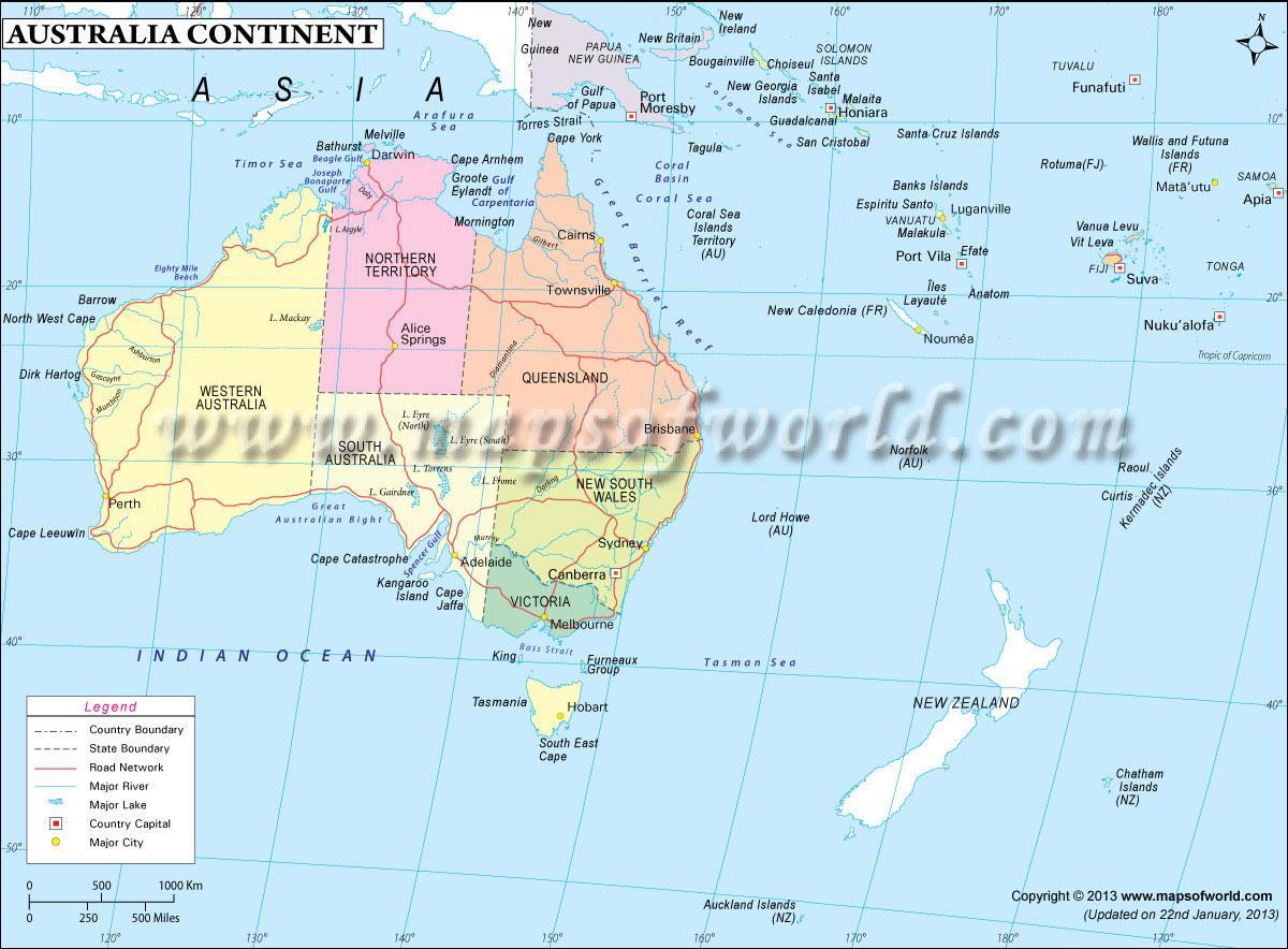 mapa Australii kontynentu