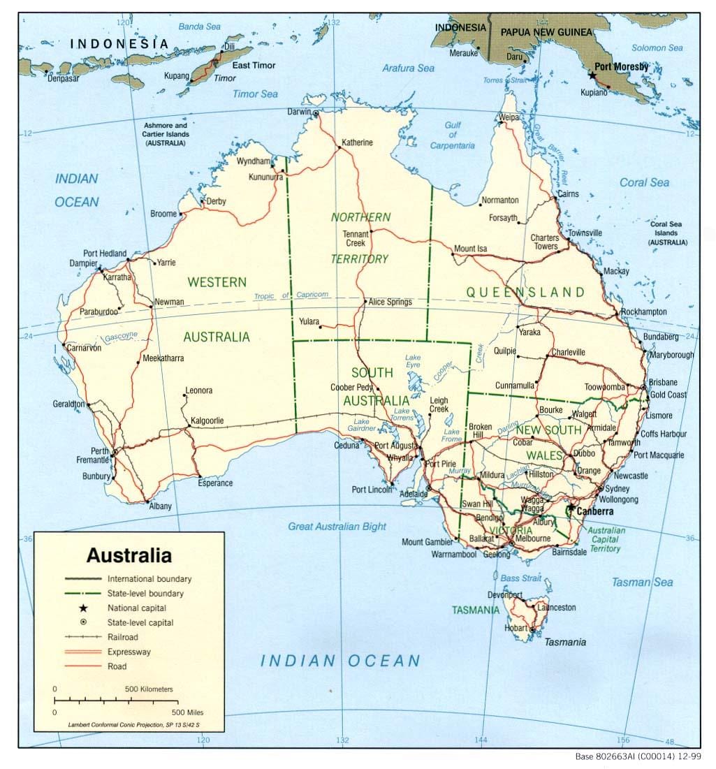 mapa Australii oceany