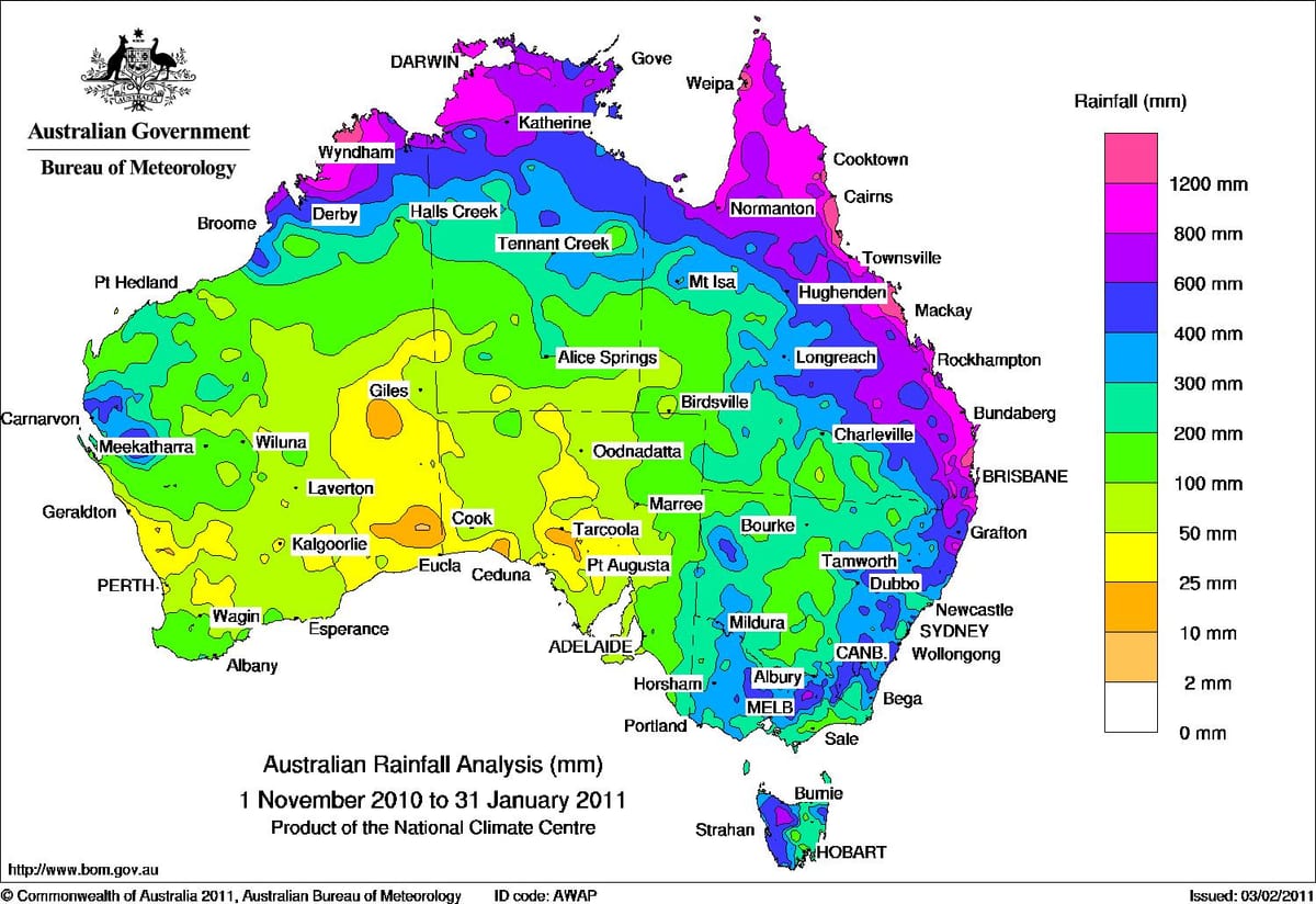 pogoda mapie Australii