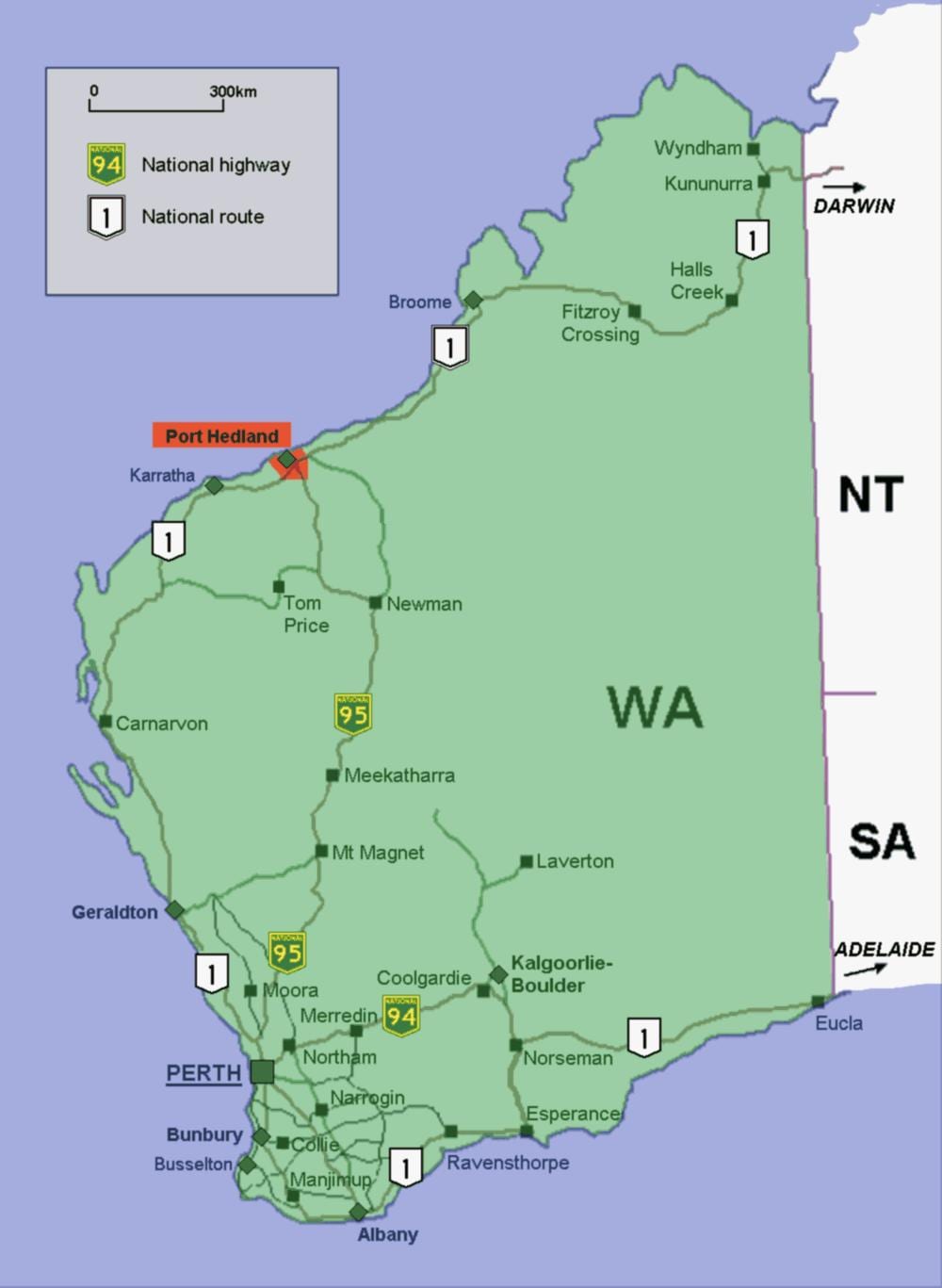 Mapa Australii porty