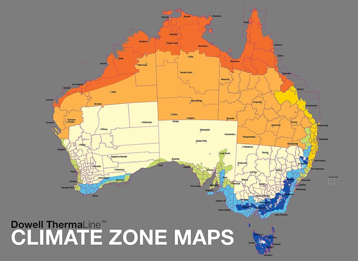Australijskie strefy klimatyczne mapa