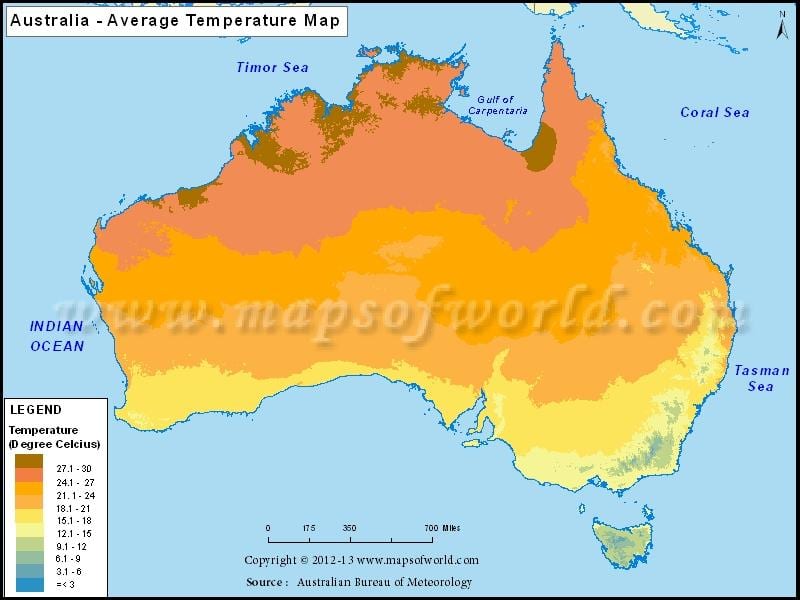 temperatura karty Australia