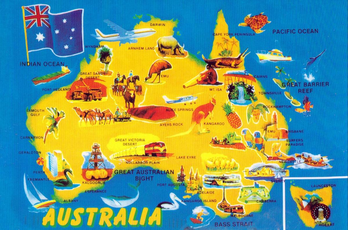 Mapa Australii atrakcje turystyczne