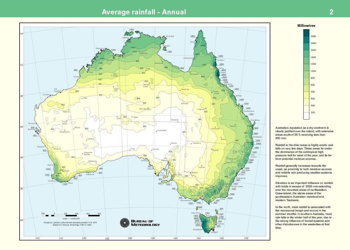 Australijski deszczowej mapie