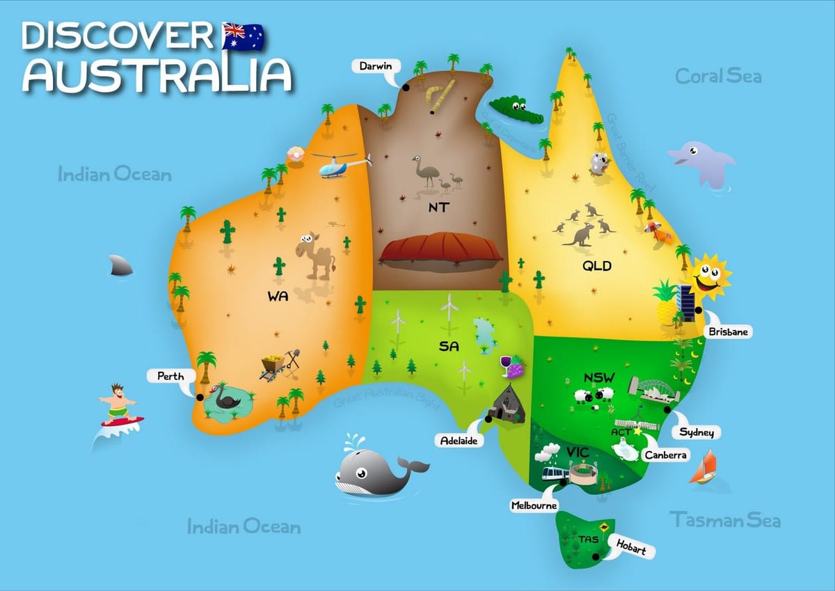 mapa Australii dla dzieci