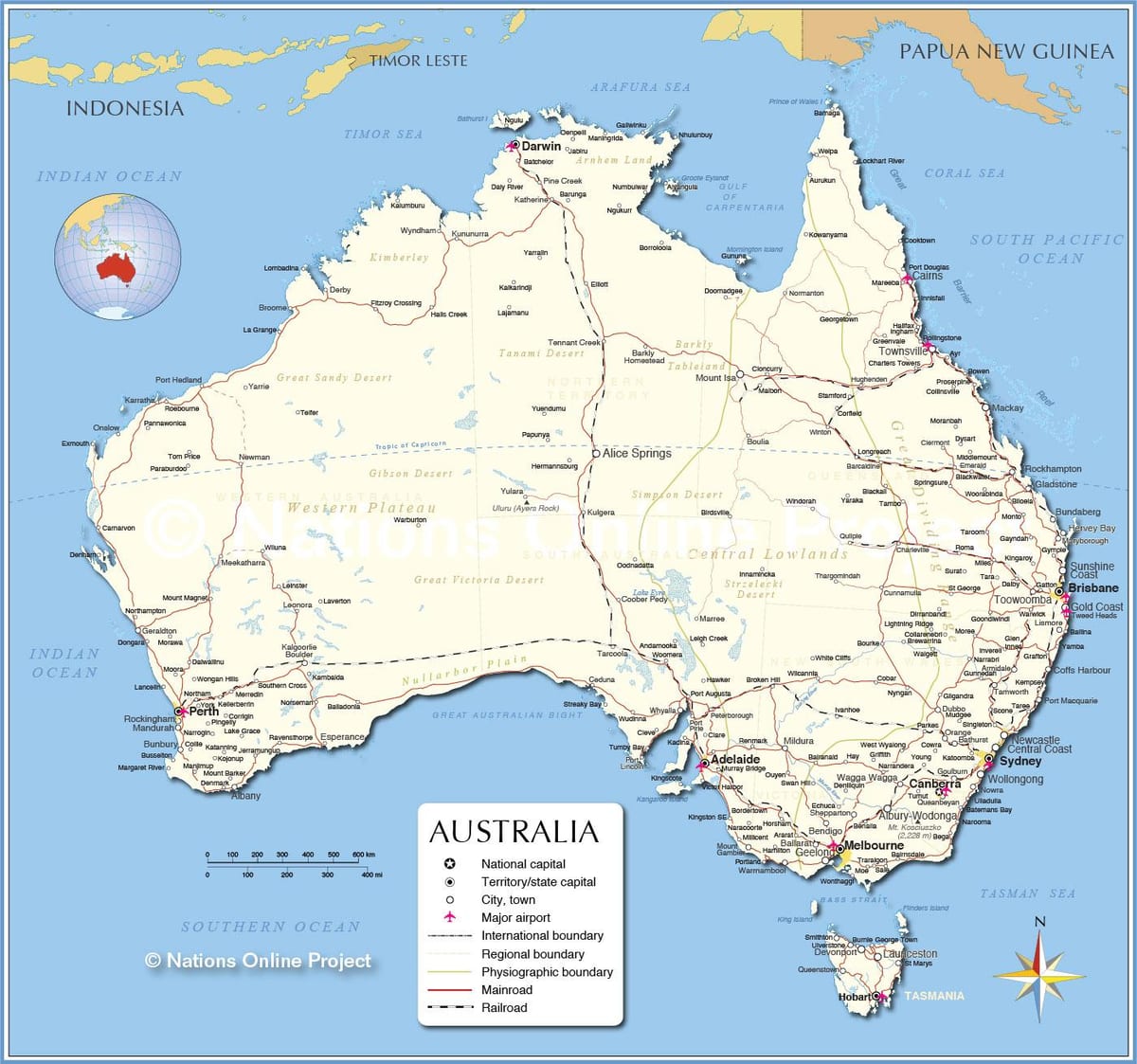Mapa Australii z miastami