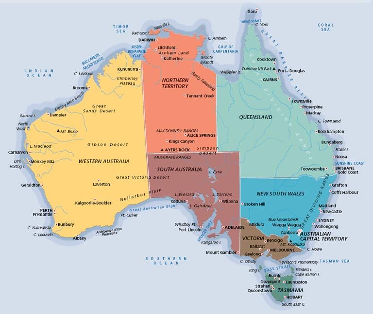 oznakowane karty Australii