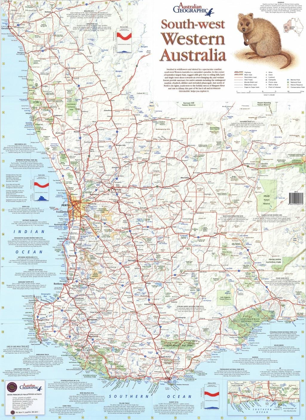 mapa południowo-zachodniej Australii