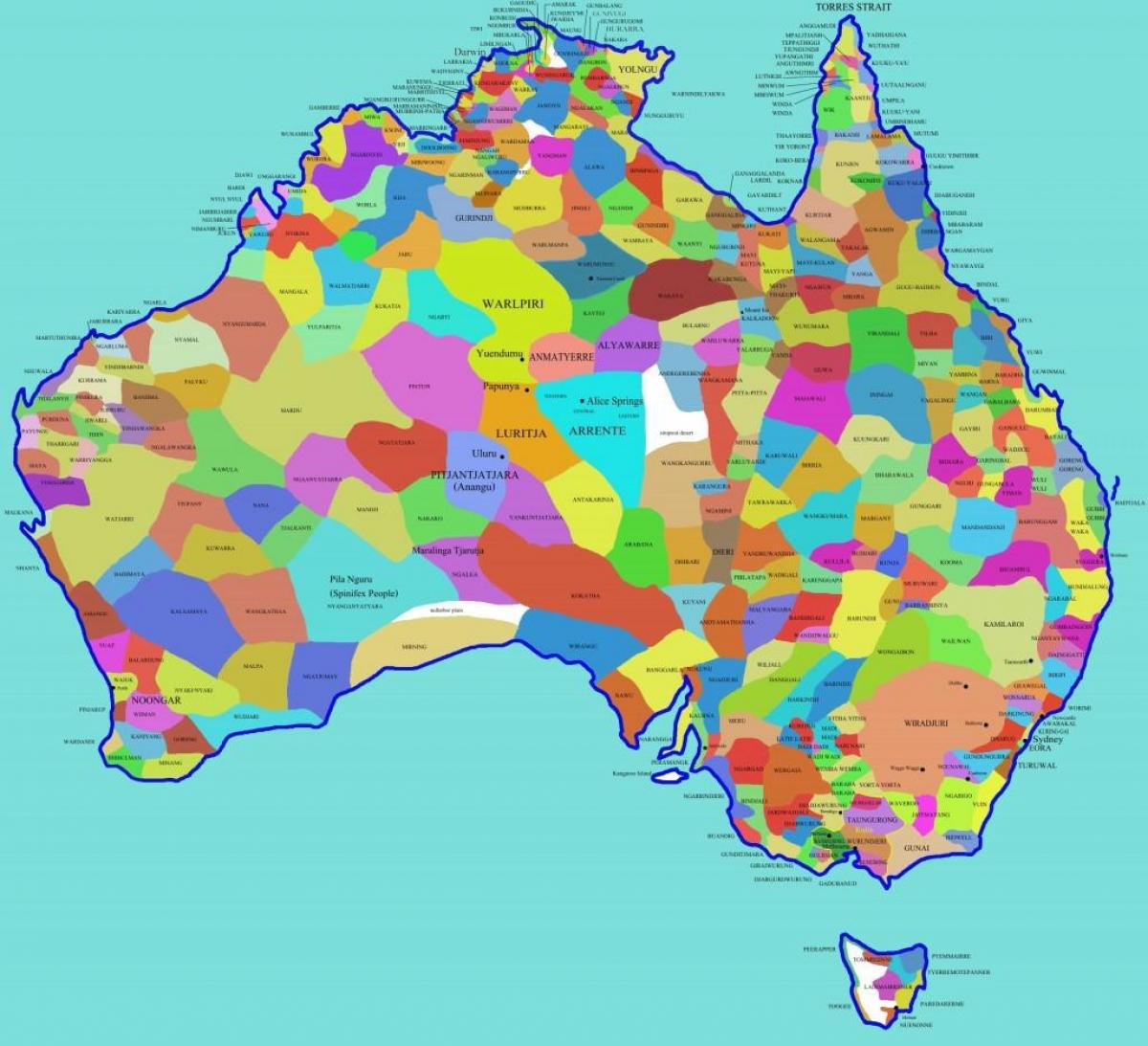 mapa rdzennych ludów Australii
