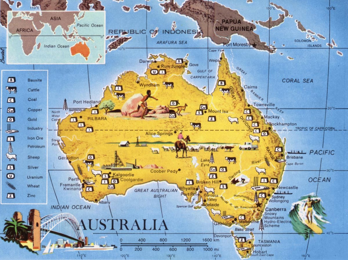 mapa zasobów Australii