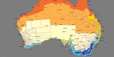 Australijskie strefy klimatyczne mapa
