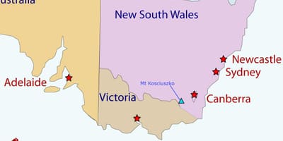 Góra Kościuszki na mapie Australii