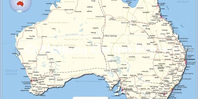 Mapa Australii z miastami